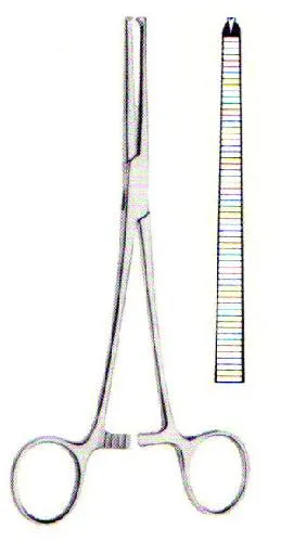 Arterienklemme nach Rochester-Ochsner (Kocher) gerade 1 : 2 Zhne, 18,0 cm